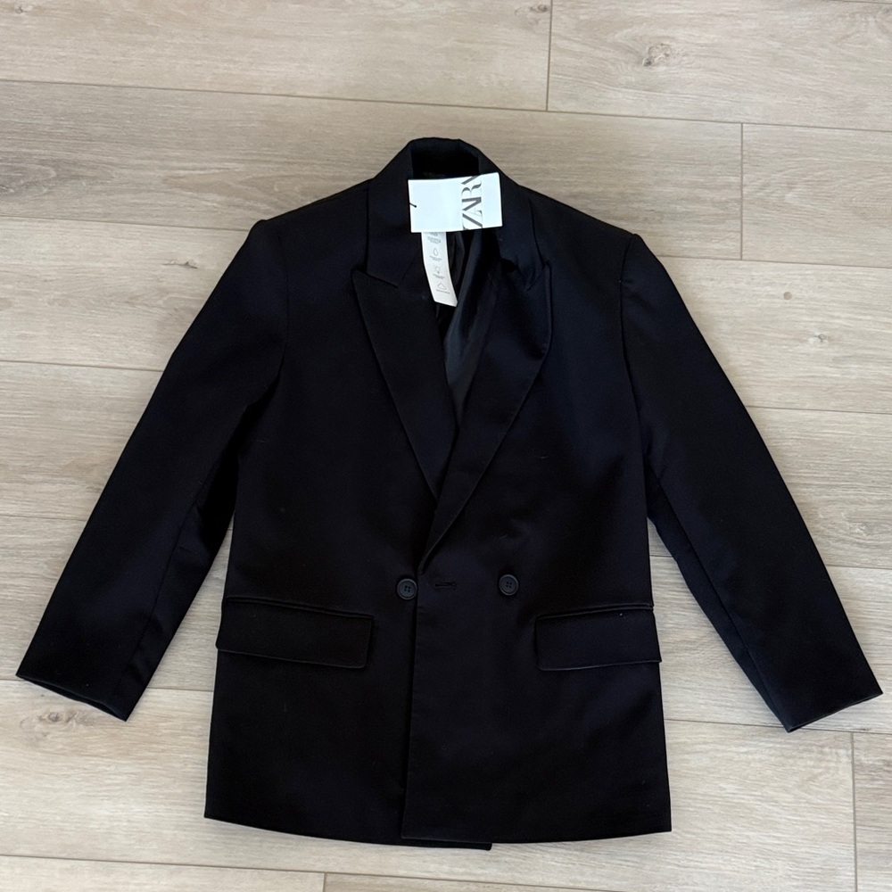 Zara Black Double-Breasted Blazer